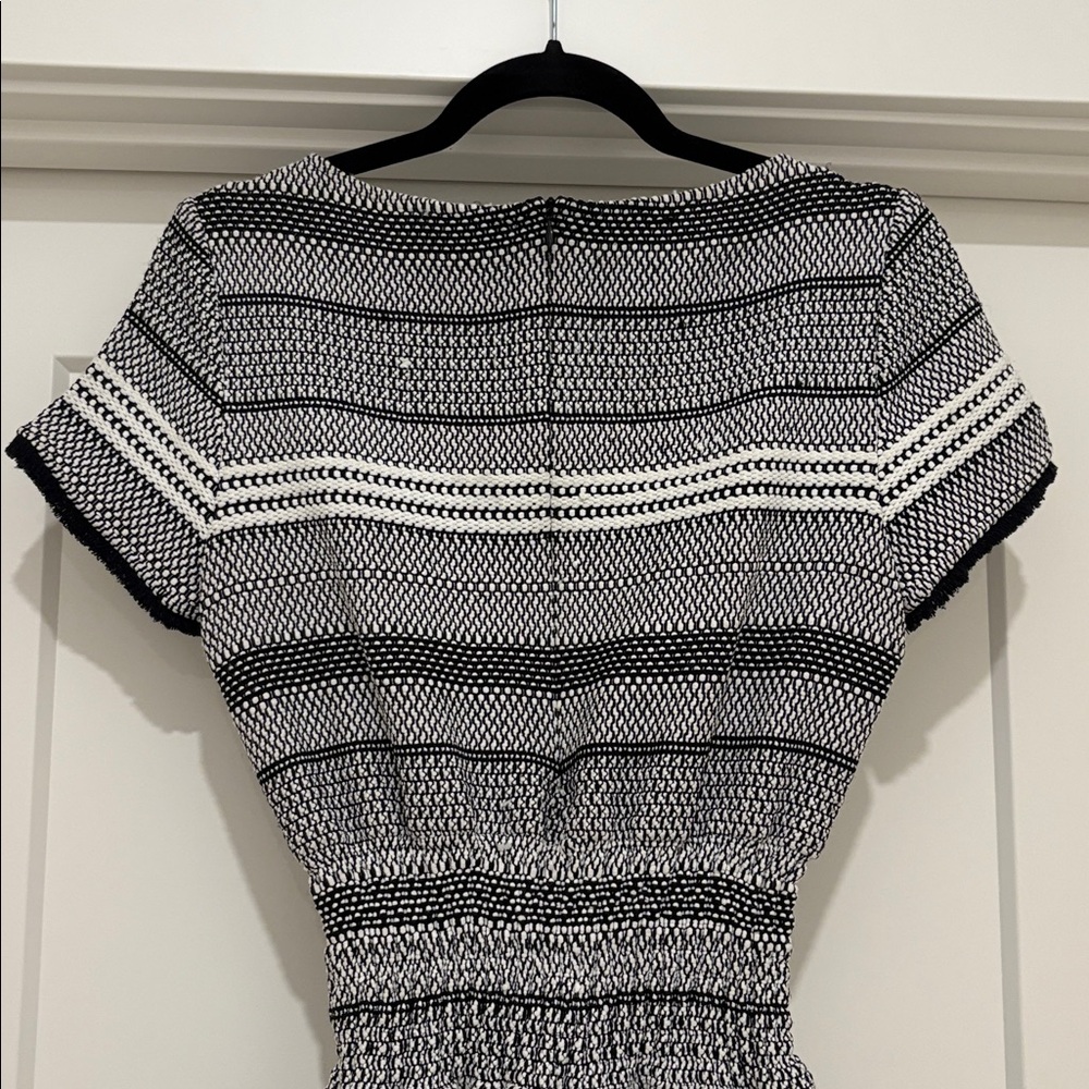 NWT [Maje] Jacquard Striped Fringe Short-Sleeve Mini Dress Women’s US L / FR 3 - Picture 9 of 13